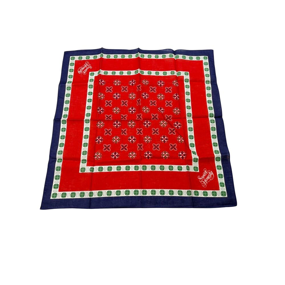 VTG NWT Avon Sweet Honesty red, blue cotton scarf. 21" square. bandana, vintage